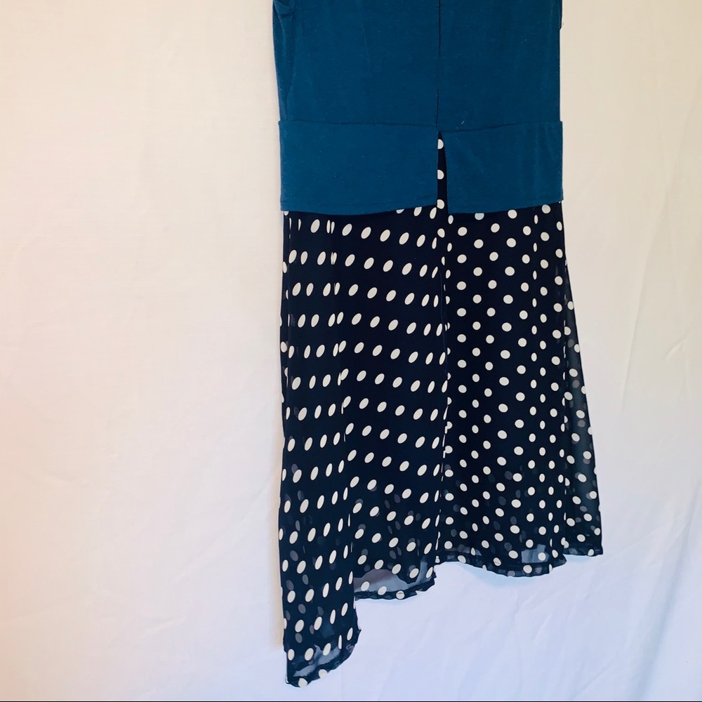 Navy Dress with Polka Dot Skirt S - Picture 5 of 8